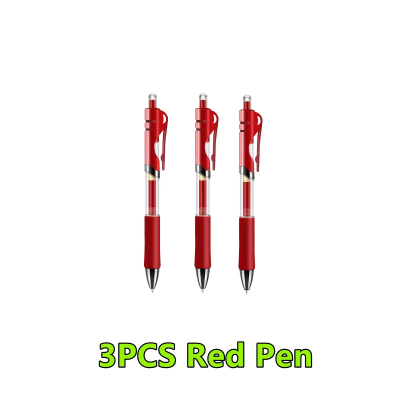 1-12PCS Retractable Red Blue Black Ink Gel Pens Colored Aesthetic Stationery Pen Supplies Ballpoint Office Pencil Writing School