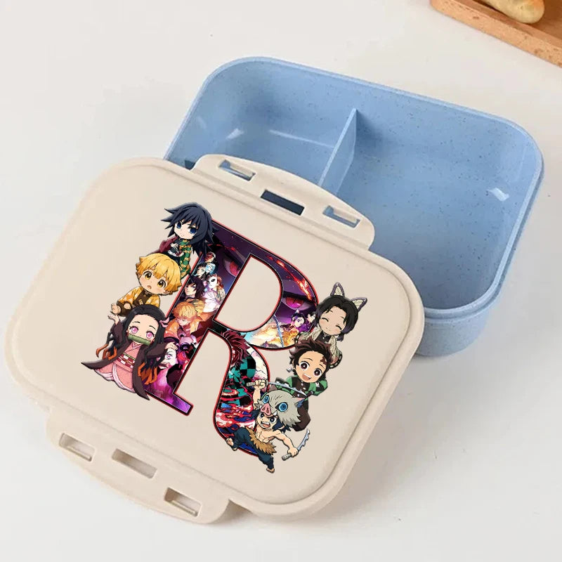 Demon Slayer Lunch Box Anime Letter A-Z Food Storage Containers Kids School Picnic Bento Boxes Office Dinner Case Boy Girl Gift