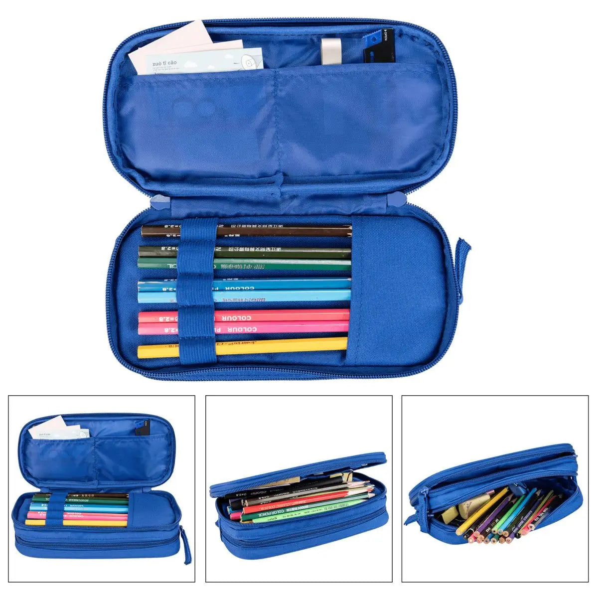 Cartoon Pencil Cases Cute Blue Hedgehogs Shadow  Pen Box Bags Student Large Storage School Supplies Zipper Pencilcases
