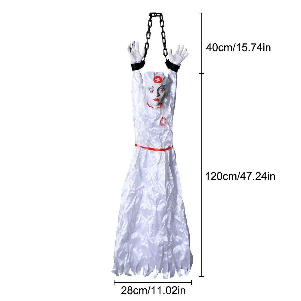 Halloween Party Props Animated Hanging Clown with Chain Glowing Eyes Creepy Sound for Haunted House Outdoor Yard Decoration