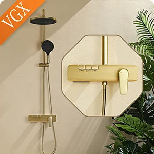 VGX Shower System Set Bathroom Shower Faucet Set 3-way Rainfall Shower Set Shower Mixer Crane with Hand Shower Set Grey White