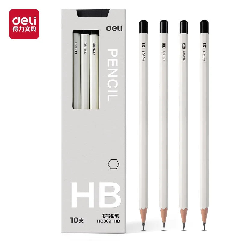 10pcs Deli Wooden Pencil Set 2B HB Black Kawaii Pen For Drawing Sketch Writing Smooth Write lapiseira profissional School Office