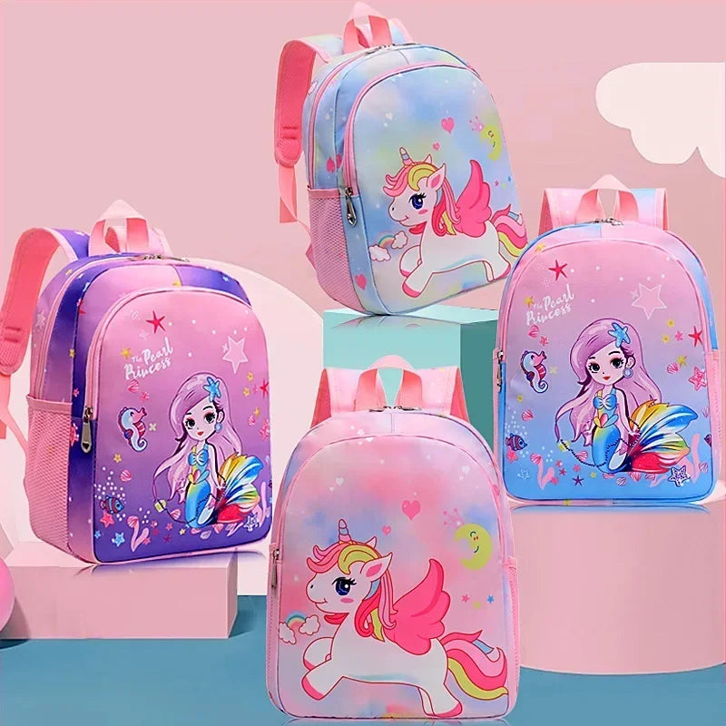 New Children Backpack Cartoon Cute Unicorn Mermaid Print Schoolbag Kindergarten Lightweight Schoolbag