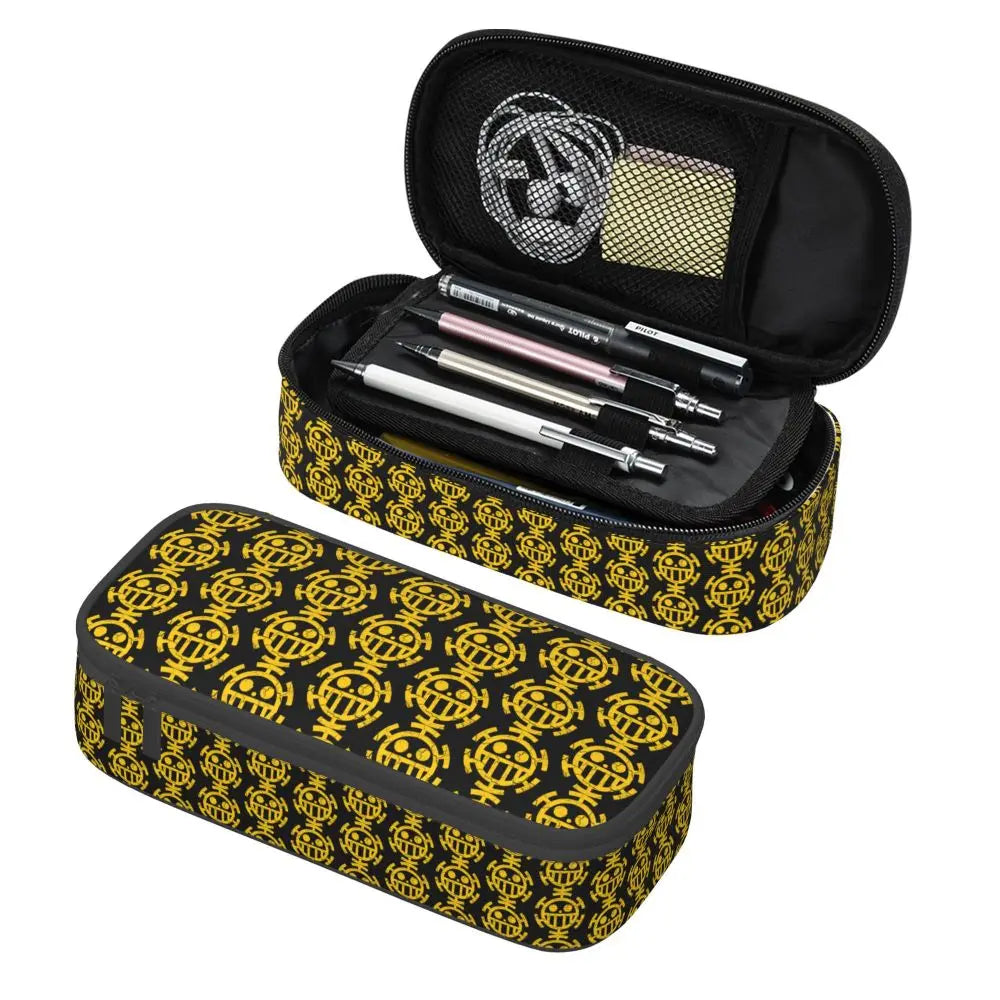 Custom One P-Pieces Cute Pencil Case Boys Girls Large Capacity Straw Hat Pirates Skull Pencil Bag Students Stationery