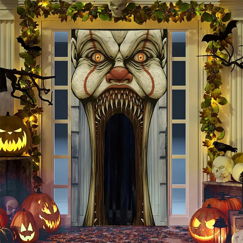 Halloween Decoration Door Curtain Cartoon Ghost Pumpkin Reindeer Home Horry Hanging Ornament Dream Party Entrance Navidad