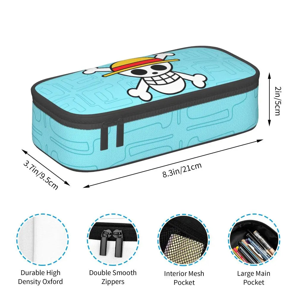 Custom One P-Pieces Cute Pencil Case Boys Girls Large Capacity Straw Hat Pirates Skull Pencil Bag Students Stationery