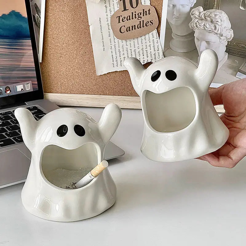 Halloween Cute Ghosts Ghosts Ashtrays Ceramic Candlestick Creative Small and Popular Gift and Ornament Home Living Room