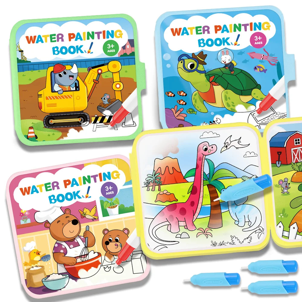 Reusable Water Drawing Doodle Book with Magic Pen, Kids Coloring Drawing Board, Early Educational Toy, Birthday Gift for Kids
