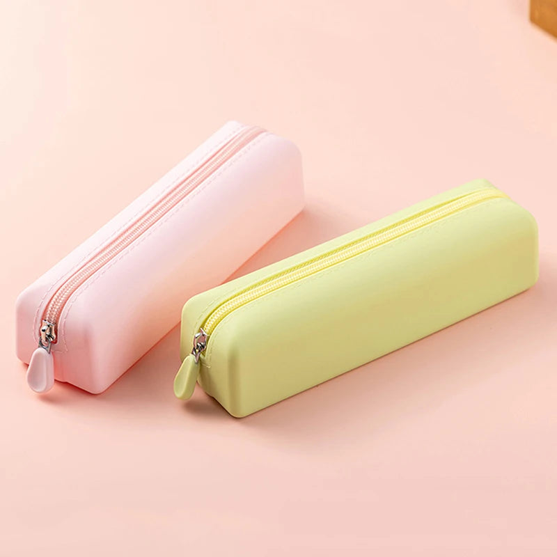 Soft Silicone Pencil Case Creative Zipper Pen Bag Waterproof Large Storage Bag For School Organizer Supplies