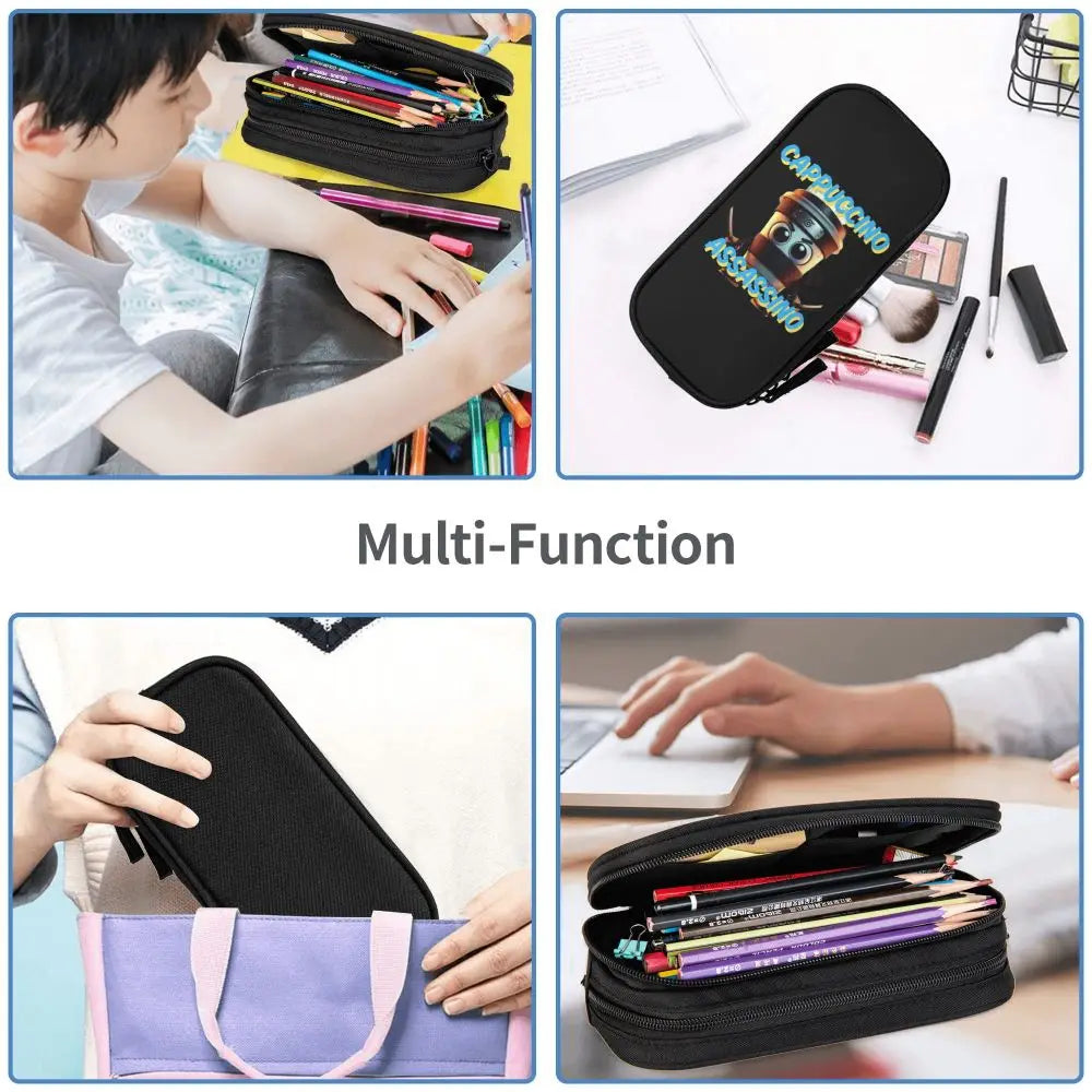 Italian Brainrot Tralalero Tralala Pencil Cases Pencil Pouch Pen Box for Student Big Capacity Bag School Supplies Stationery