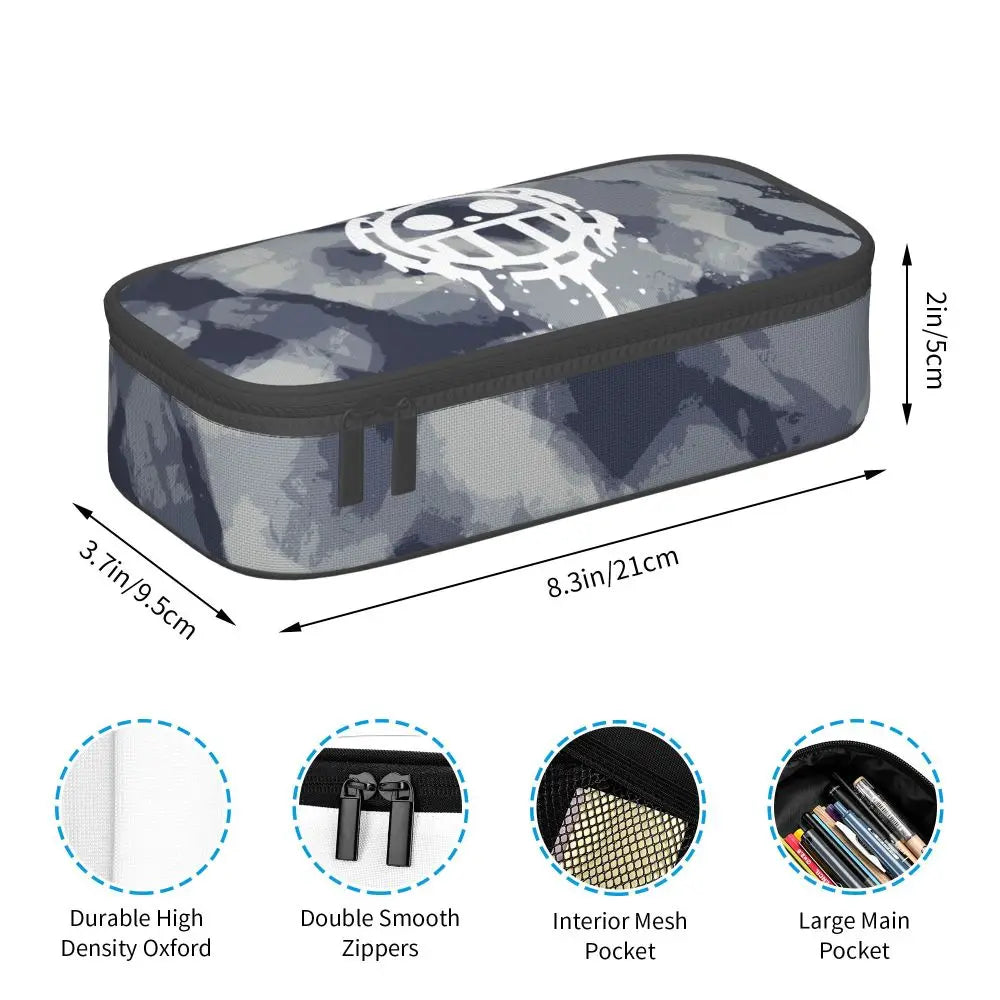 Custom One P-Pieces Cute Pencil Case Boys Girls Large Capacity Straw Hat Pirates Skull Pencil Bag Students Stationery