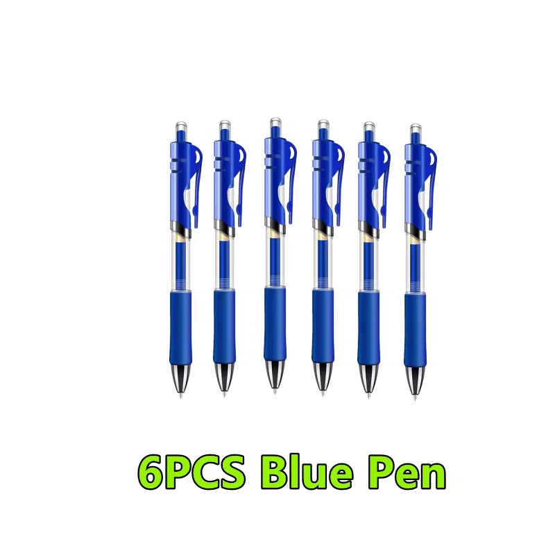 1-12PCS Retractable Red Blue Black Ink Gel Pens Colored Aesthetic Stationery Pen Supplies Ballpoint Office Pencil Writing School