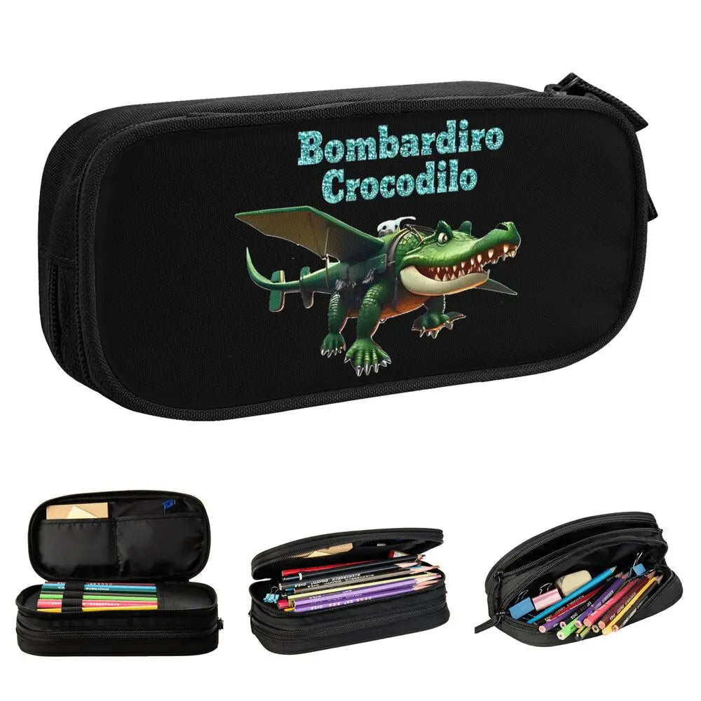 Italian Brainrot Tralalero Tralala Pencil Cases Pencil Pouch Pen Box for Student Big Capacity Bag School Supplies Stationery