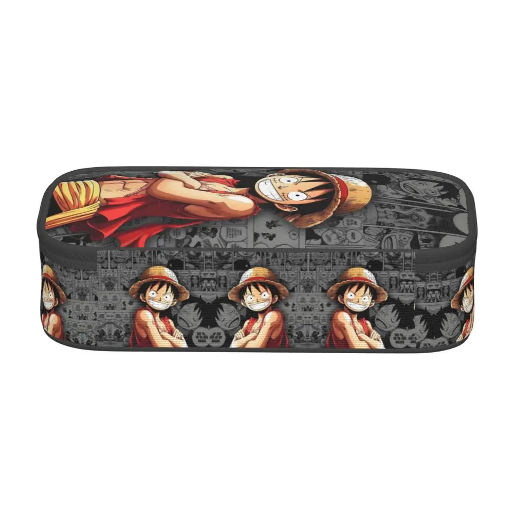 Custom One P-Pieces Cute Pencil Case Boys Girls Large Capacity Straw Hat Pirates Skull Pencil Bag Students Stationery