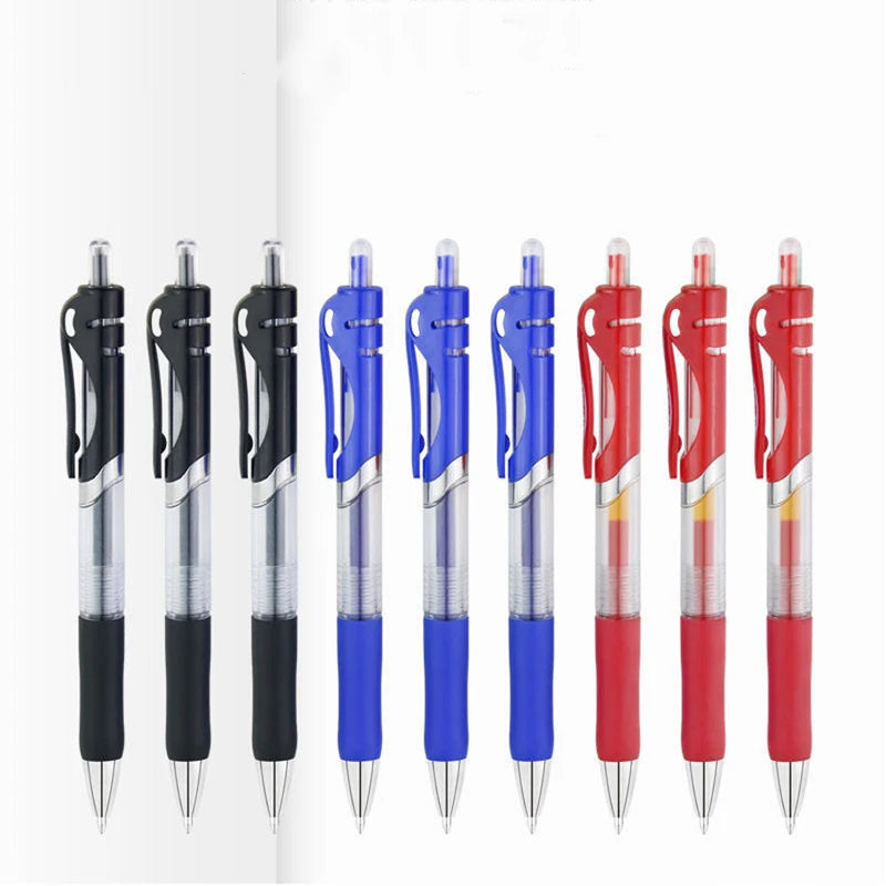 1-12PCS Retractable Red Blue Black Ink Gel Pens Colored Aesthetic Stationery Pen Supplies Ballpoint Office Pencil Writing School