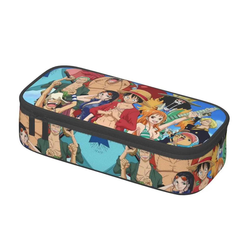 Custom One P-Pieces Cute Pencil Case Boys Girls Large Capacity Straw Hat Pirates Skull Pencil Bag Students Stationery