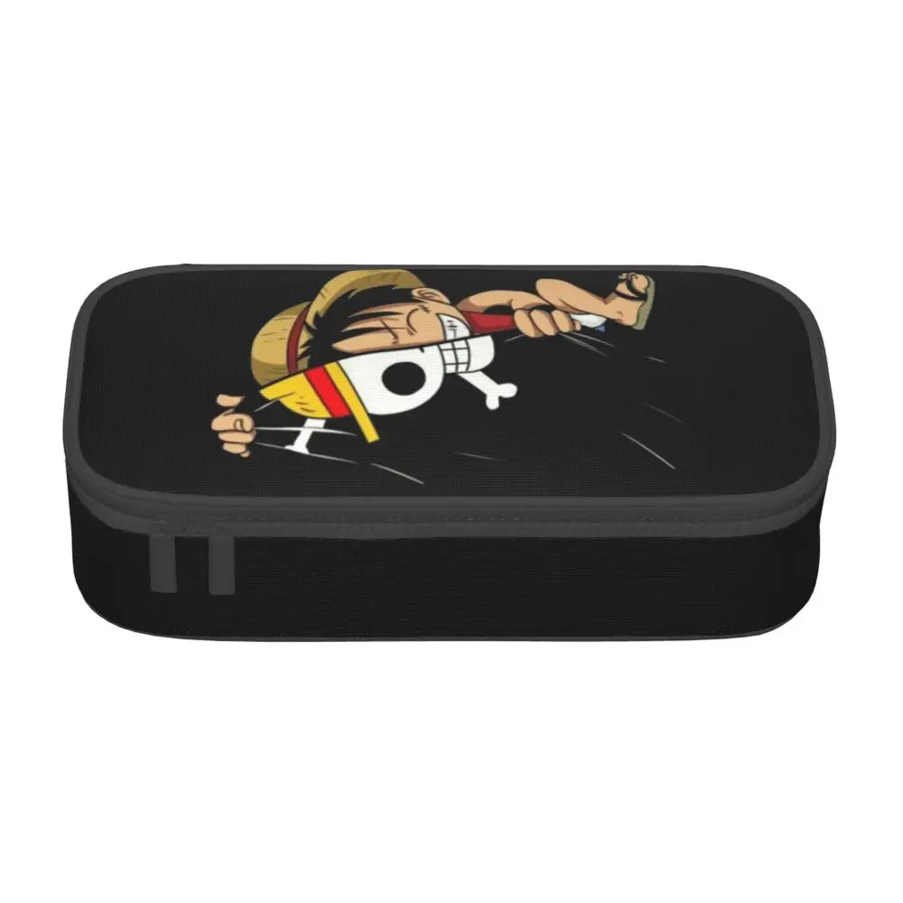 Custom One P-Pieces Cute Pencil Case Boys Girls Large Capacity Straw Hat Pirates Skull Pencil Bag Students Stationery