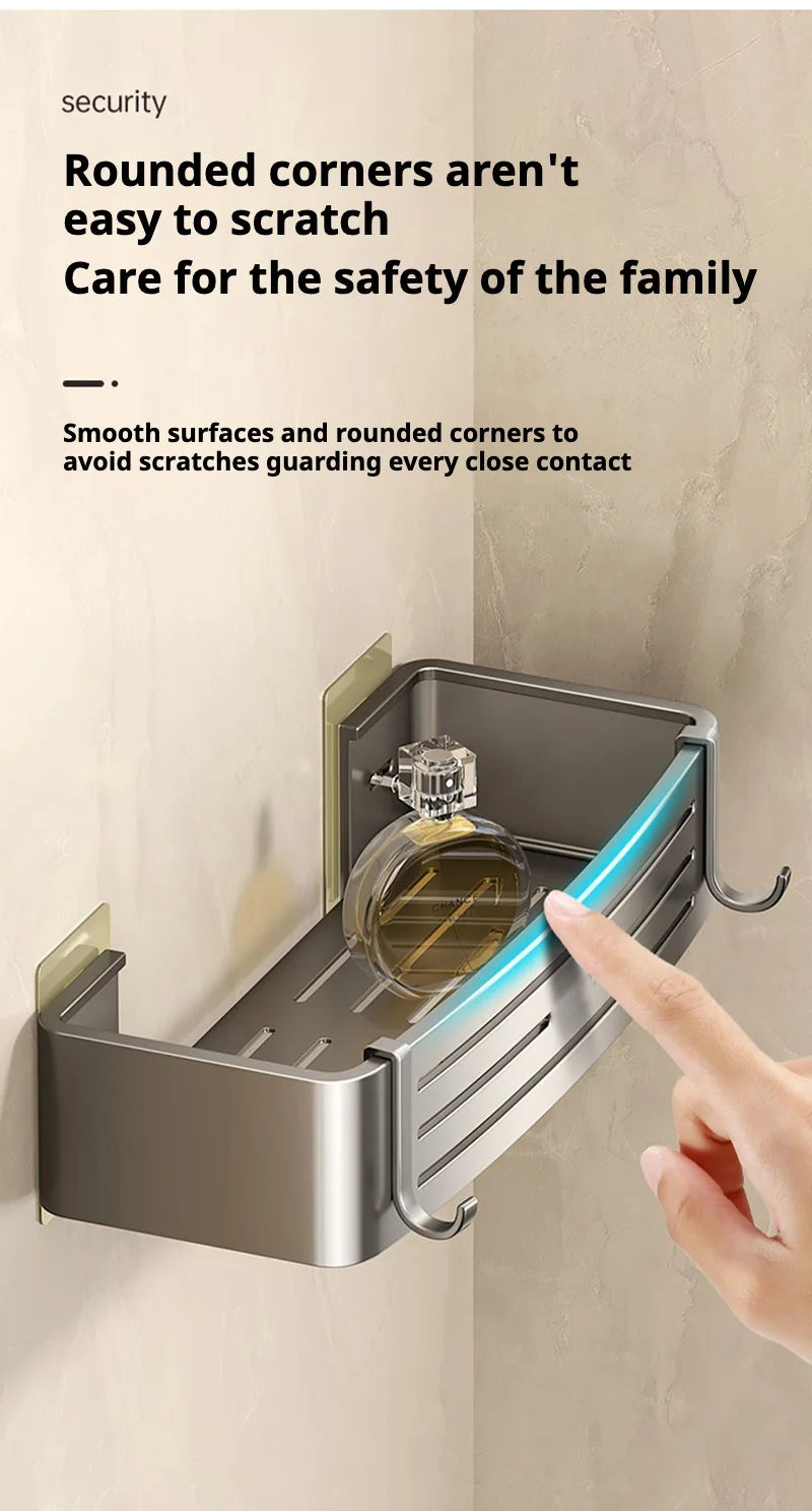 Punch-Free Bathroom Shelf Wall Mounted Shampoo Makeup Storage Holder Kitchen Toilet Square Self Adhesive No Drill Shower Shelves