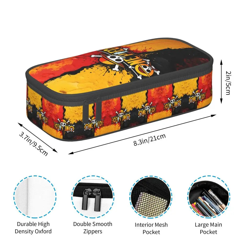 Custom One P-Pieces Cute Pencil Case Boys Girls Large Capacity Straw Hat Pirates Skull Pencil Bag Students Stationery