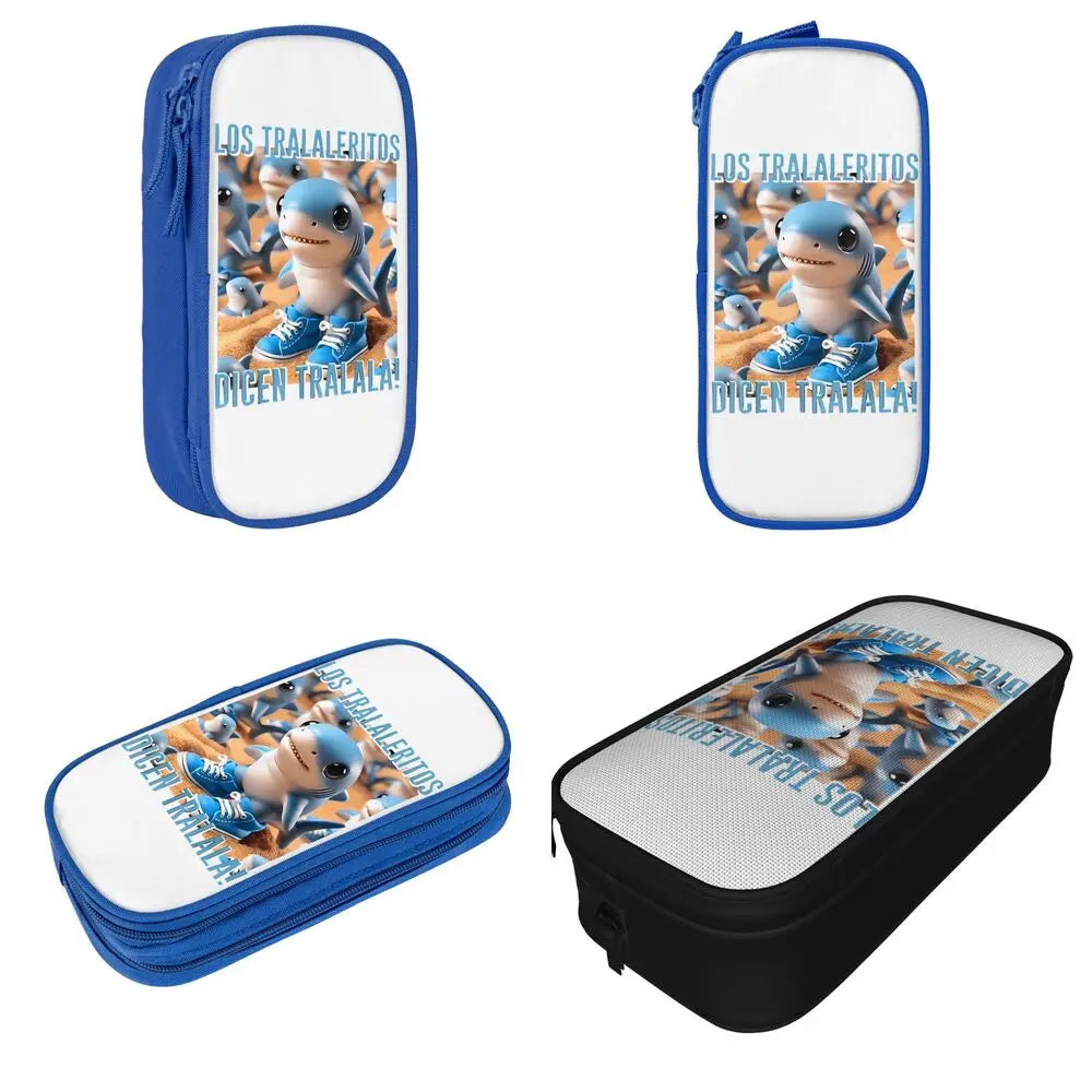 Italian Brainrot Tralalero Tralala Pencil Cases Pencil Pouch Pen Box for Student Big Capacity Bag School Supplies Stationery