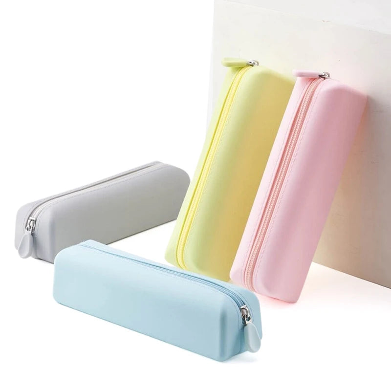 Soft Silicone Pencil Case Creative Zipper Pen Bag Waterproof Large Storage Bag For School Organizer Supplies