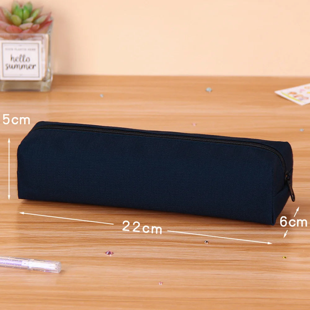 Pencil Case Black Stationery Trousse Scolaire Pencil Pouch School Supplies Solid Color Pencilcase School Pencil Cases
