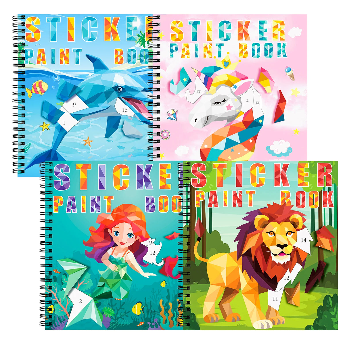 1-6PCS Sticker Book For Kids Unicorn Sticker Paint Book Mermaid Children's Sticker By Number For Birthday Gift Girls Stationery
