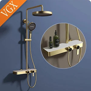 VGX Shower System Set Bathroom Shower Faucet Set 3-way Rainfall Shower Set Shower Mixer Crane with Hand Shower Set Grey White