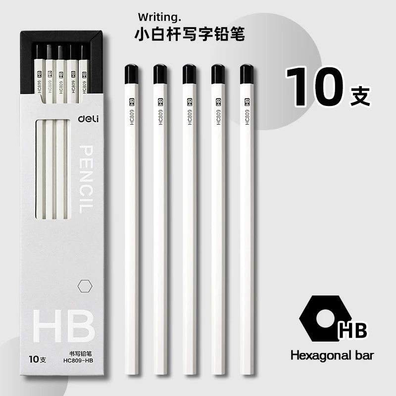 10pcs Deli Wooden Pencil Set 2B HB Black Kawaii Pen For Drawing Sketch Writing Smooth Write lapiseira profissional School Office