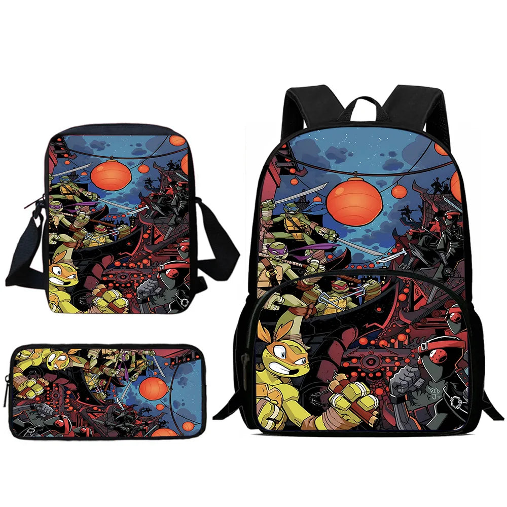 Child Backpacks Shoulder Bag Pencil Case Pupil Large Capacity For N-ninjas Turtless School Bags for Boys Girls Best Gift