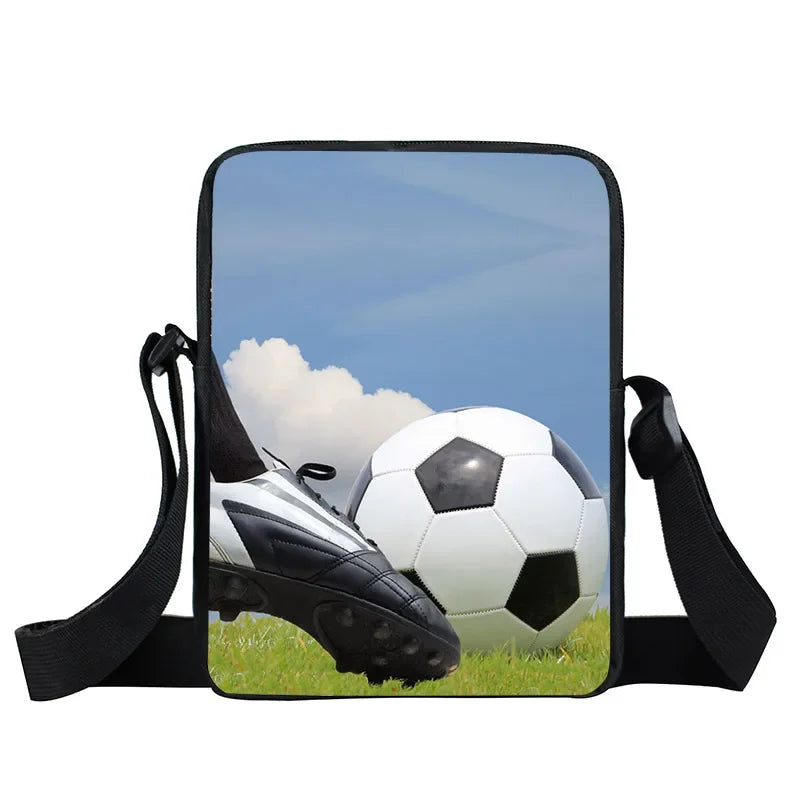 Cool Footbally / Soccerly Print Messenger Bag Girls Boys Handbags Children Shoulder Bag for Travel Kids Satchel Bookbags