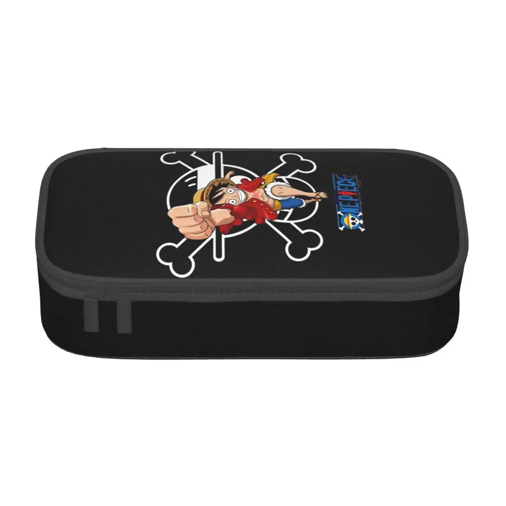 Custom One P-Pieces Cute Pencil Case Boys Girls Large Capacity Straw Hat Pirates Skull Pencil Bag Students Stationery