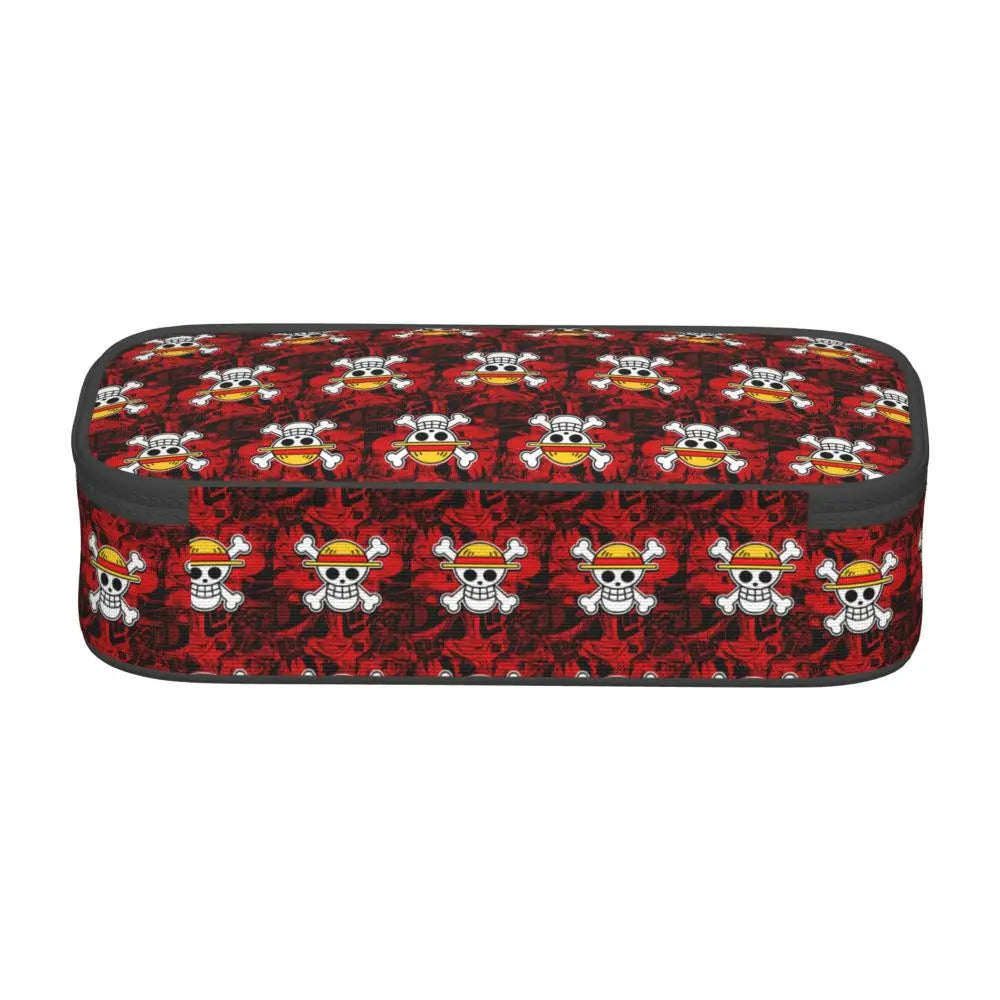 Custom One P-Pieces Cute Pencil Case Boys Girls Large Capacity Straw Hat Pirates Skull Pencil Bag Students Stationery