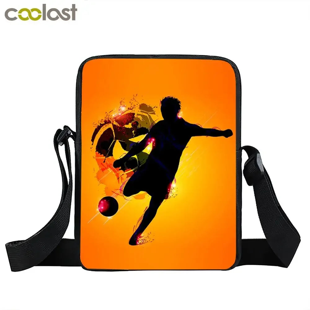 Cool Footbally / Soccerly Print Messenger Bag Girls Boys Handbags Children Shoulder Bag for Travel Kids Satchel Bookbags