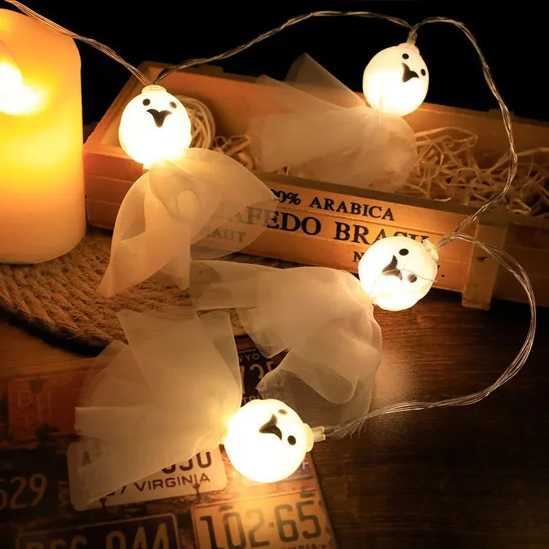 Halloween Led Lights String Twinkle Party Festoon Light Decoration Skull Pumpkin Bat Outdoor Lights Garland Street Portable