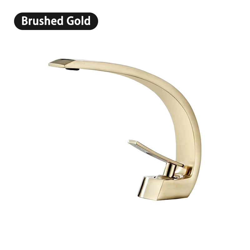 Modern Bathroom Sink Faucet Deck Mounted Brass Mixer Water Tap One Hole Crane Vanity Washbasin Black Basin Faucets for Bathroom