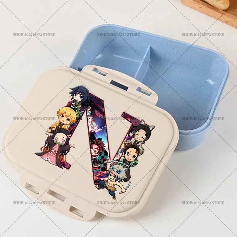 Demon Slayer Lunch Box Anime Letter A-Z Food Storage Containers Kids School Picnic Bento Boxes Office Dinner Case Boy Girl Gift