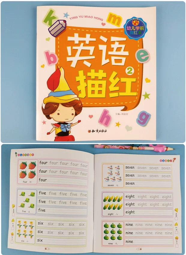 2 Books/set English Tracing Books - ABC Writing Practice Workbooks - Handwriting Exercises - Learn to Write Alphabet