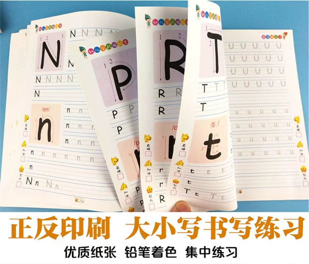 2 Books/set English Tracing Books - ABC Writing Practice Workbooks - Handwriting Exercises - Learn to Write Alphabet