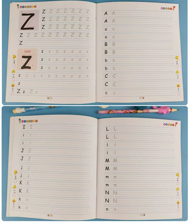 2 Books/set English Tracing Books - ABC Writing Practice Workbooks - Handwriting Exercises - Learn to Write Alphabet
