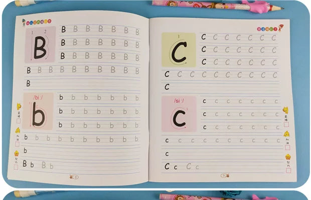 2 Books/set English Tracing Books - ABC Writing Practice Workbooks - Handwriting Exercises - Learn to Write Alphabet